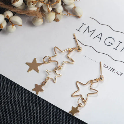 Hollow Pentagram Star Stud Earrings