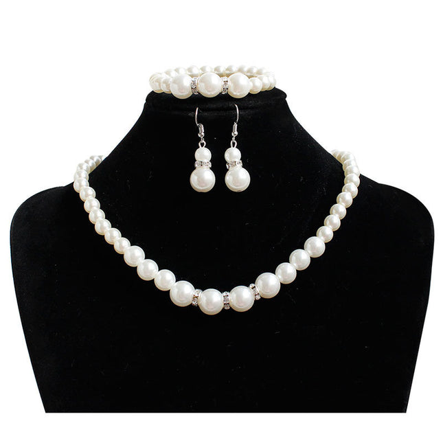 Fashion Classic Pearl Necklace Bracelet Earring Set