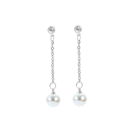 Long Chain Pearl Stud Earrings