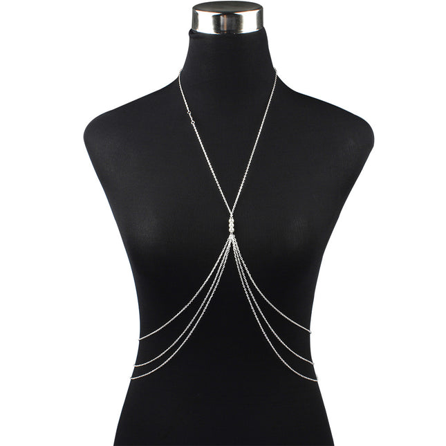 Multilayered Tassel Pearl Body Chain Trend Pearl Sexy Breast Chains