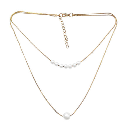 Double Layer Baroque Glass Pearl Pendant Necklace