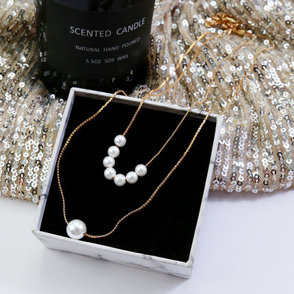 Multilayer Chain Pearl Necklaces
