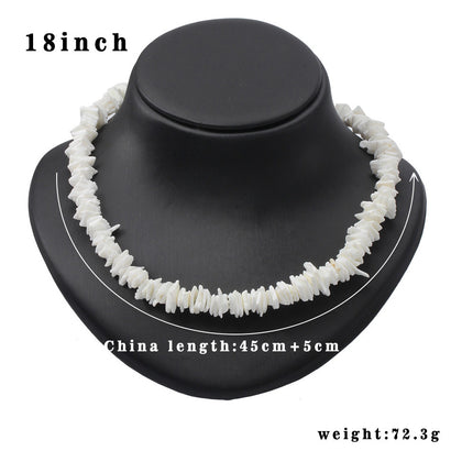Bohemian Ethnic Natural Square Shell Beaded Chain Necklace