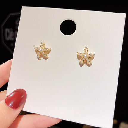 Imitation Pearl Starfish Stud Earrings - FASHION SHEGOODS LLC