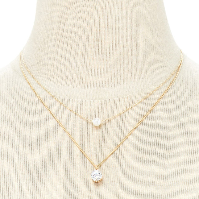 Layer Pearl Beads Chain Necklace