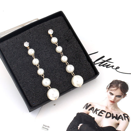 Pearl Long Earrings Multiple Pearls Tassel Drop Earrings