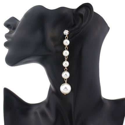 Pearl Long Earrings Multiple Pearls Tassel Drop Earrings