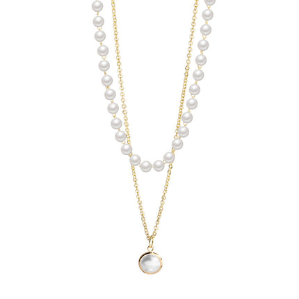 Simple Short Double Layer Pearl Necklace