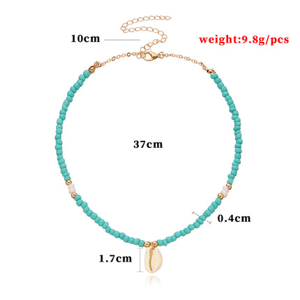 Blue Coconut Sea Shell Conch Pendant Necklace