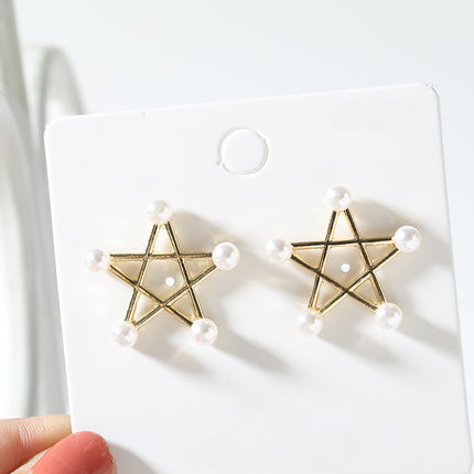 Hollow Star pearl Studs Earring - FASHION SHEGOODS LLC