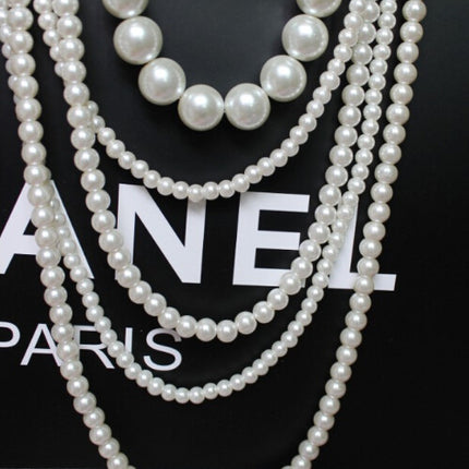Multi Layer Pearl Necklace Luxury Chain Long Pearl Woman Necklace