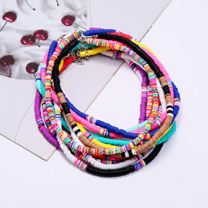 Handmade String Polymer Clay Beads Choker Necklace