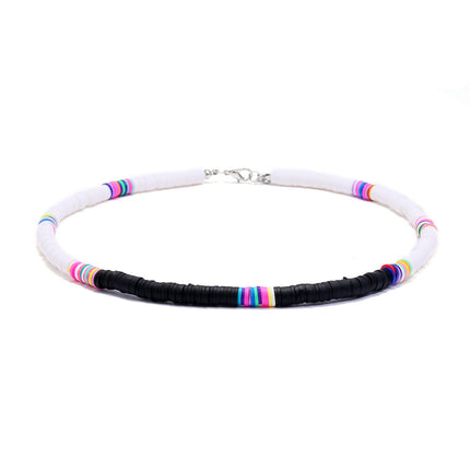 Handmade String Polymer Clay Beads Choker Necklace