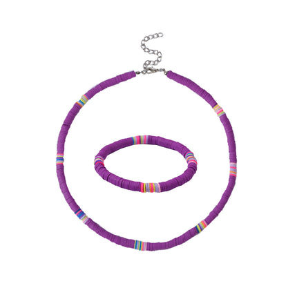 Bohemian Colorful Polymer Clay Disc Beads Necklace