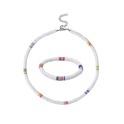 Bohemian Colorful Polymer Clay Disc Beads Necklace