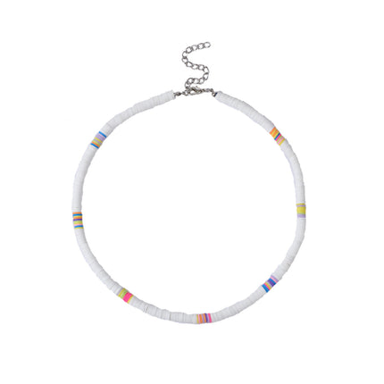 Bohemian Colorful Polymer Clay Disc Beads Necklace