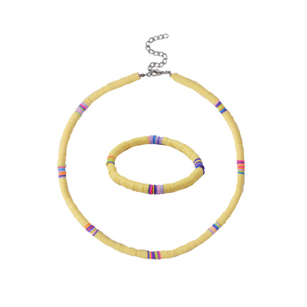 Bohemian Colorful Polymer Clay Disc Beads Necklace