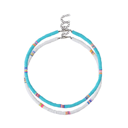 Bohemian Colorful Polymer Clay Disc Beads Necklace