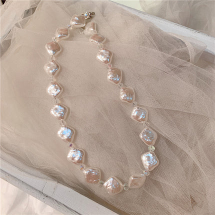Vintage Crystal Bead Faux Pearl Choker Necklace