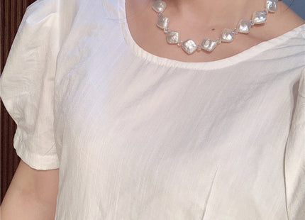 Vintage Crystal Bead Faux Pearl Choker Necklace