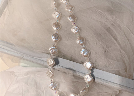 Vintage Crystal Bead Faux Pearl Choker Necklace