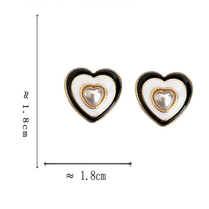 Heart White Enamel Pearl Earring - FASHION SHEGOODS LLC
