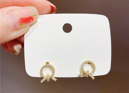 Rhinestone Circle Bow Stud Earrings
