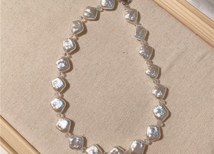 Vintage Crystal Bead Faux Pearl Choker Necklace