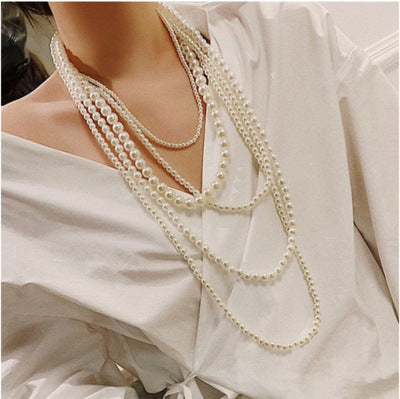 Multi-layer Pearl Women's Necklace Long Sweater Chain Accessories - FASHION SHEGOODS LLC