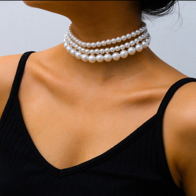 Modern Design Bohemian Pearl Multi Layered Jewelry Necklace