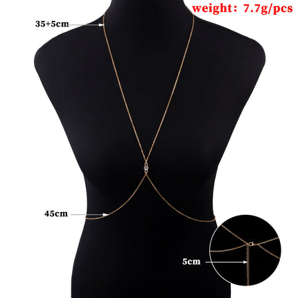 Women Sexy Body Chain Rhinestone Crystal Summer Beach Harness Jewelry