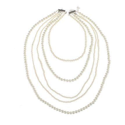 Multi Layer Pearl Strand Necklace Costume Jewelry