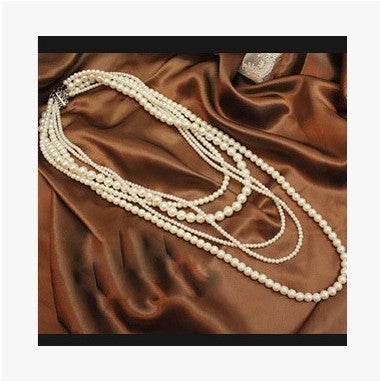 Multi-layer Pearl Women's Necklace Long Sweater Chain Accessories - FASHION SHEGOODS LLC