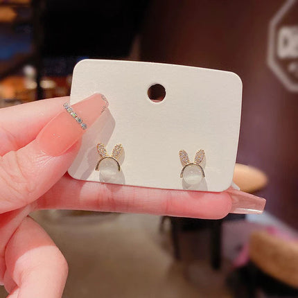 Opal Cute Rabbit Stud Earrings - FASHION SHEGOODS LLC