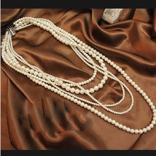 Multi-layer Pearl Women's Necklace Long Sweater Chain Accessories - FASHION SHEGOODS LLC