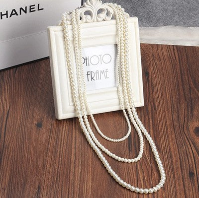 Multi-layer Pearl Women's Necklace Long Sweater Chain Accessories - FASHION SHEGOODS LLC