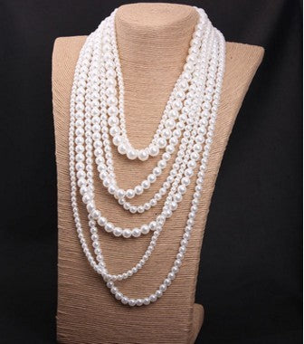 Multi-layer Pearl Women's Necklace Long Sweater Chain Accessories - FASHION SHEGOODS LLC