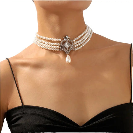 Multi Strand Chokers Beaded Pearl Necklace for Women - FASHION SHEGOODS LLC