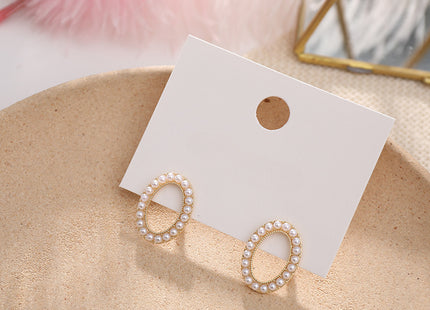Vintage Pearl Oval Stud Earrings