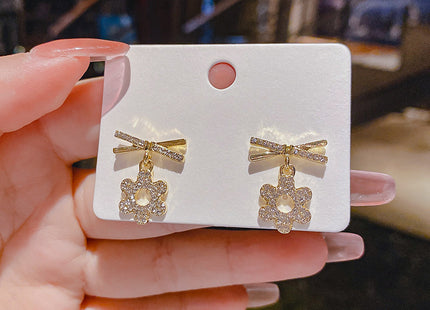 Full Rhinestone Bow Stud Earrings