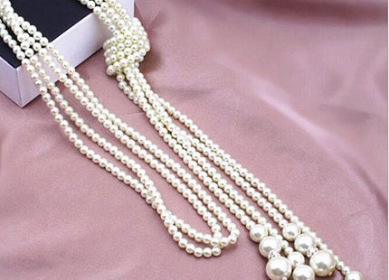 Trendy Multi-Layer Knotted Pearl Sweater Chain Long Necklace