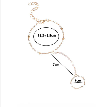 Pearl Beads Chain Finger Ring Bracelet