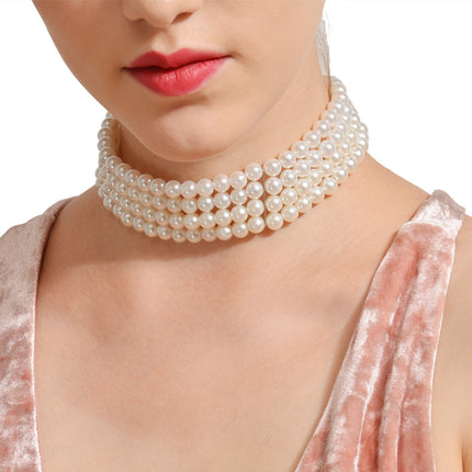 Handmade Beaded Multi Layer Pearl Necklace Statement - FASHION SHEGOODS LLC