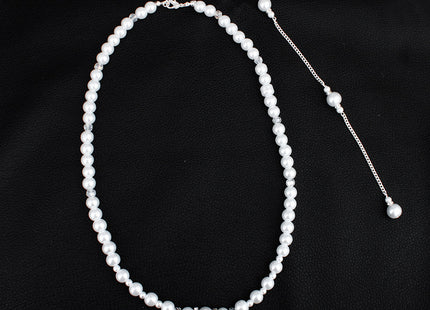 long pearl pendant fringe necklace back body chain