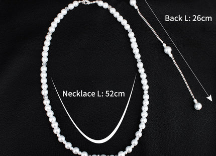 long pearl pendant fringe necklace back body chain