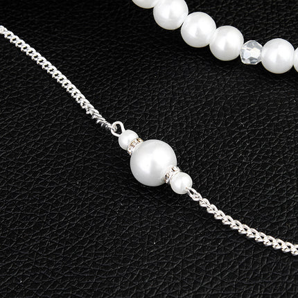 long pearl pendant fringe necklace back body chain