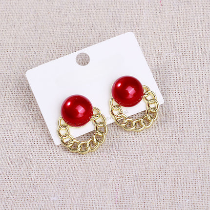 Round Geometric Pearls Earrings