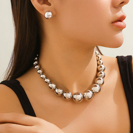 Hip-hop Punk Large Beads Short Necklace Women CCB Beads