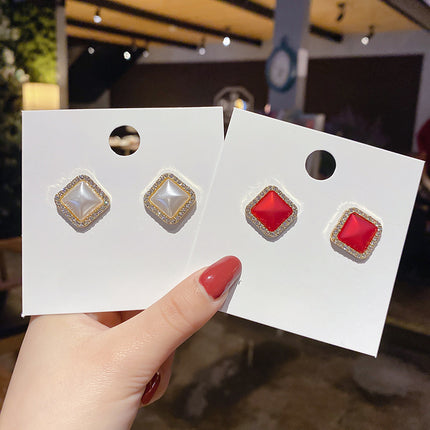 Geometric Square Pearls Stud Earrings - FASHION SHEGOODS LLC