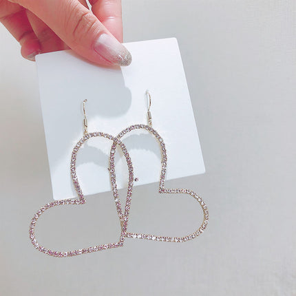 Rhinestone Hoop Heart Earings